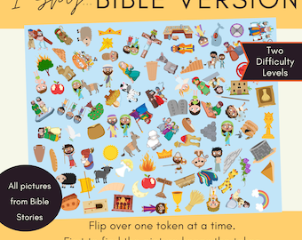 I Spy Game | Bible Version | Christian Printable | Sunday School Game | Preschool | Centers | Homeschool | Old Testament | New Testament |