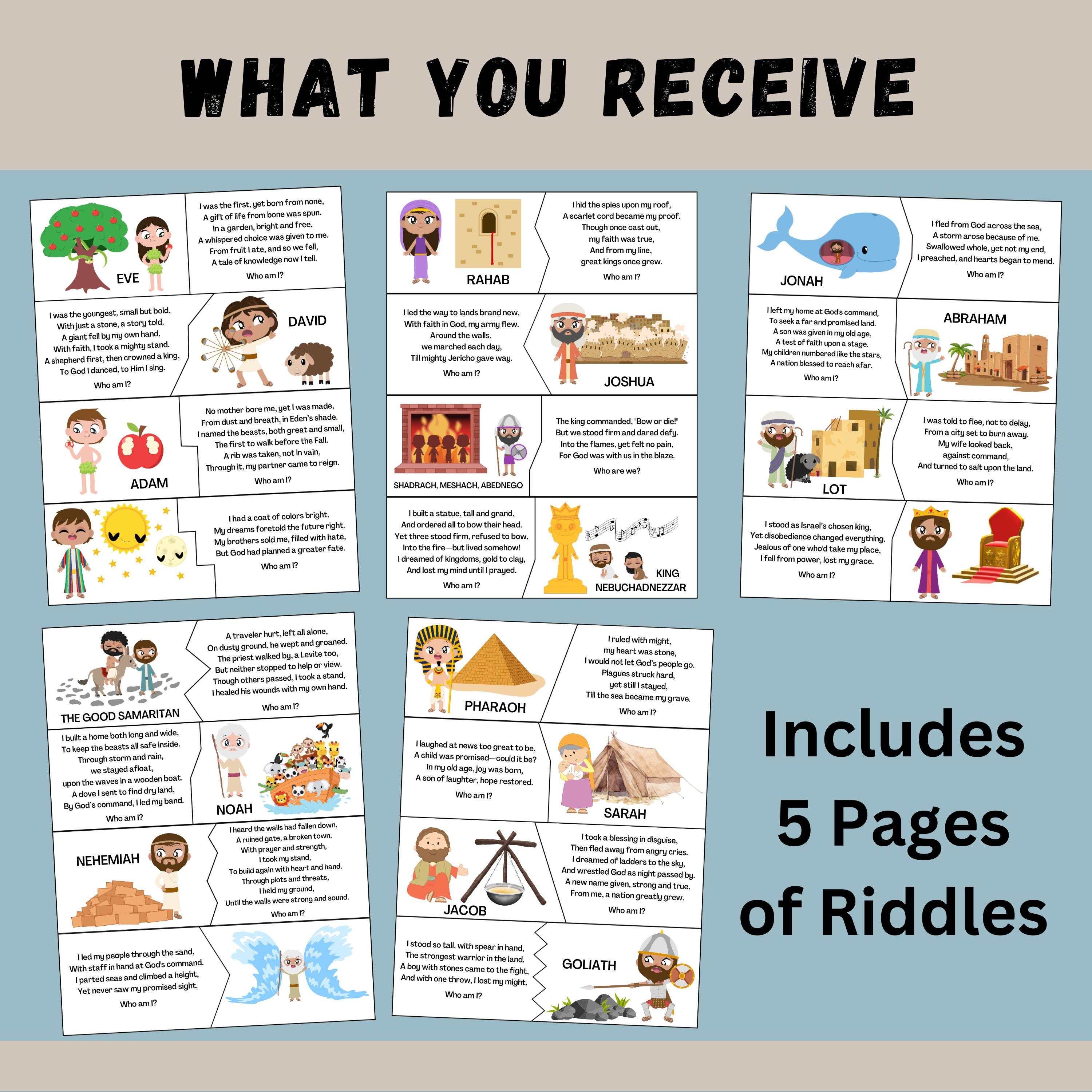 Bible Riddles | Biblical Characters Puzzle | Who Am I Game | Christian ...