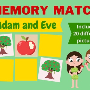 Memory Match | Adam and Eve | Bible Game | Sunday School Activity | Homeschool | Christian | Printable Game | Old Testament | Faith | VBS |
