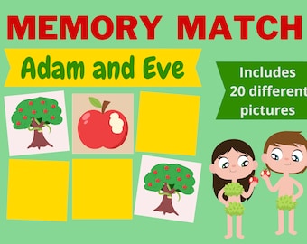 Memory Match | Adam and Eve | Bible Game | Sunday School Activity | Homeschool | Christian | Printable Game | Old Testament | Faith | VBS |