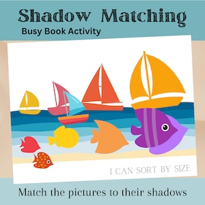 Shadow Matching | Toddler Busy Book | Ocean Activity Page | Quiet Book | Preschool Centers | Beach | Busy Binder | Learning | Printable |