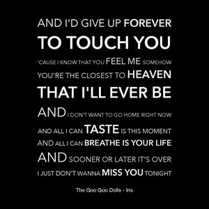 Le bambole Goo Goo - Iris - Typography Lyric Poster - Formato A4