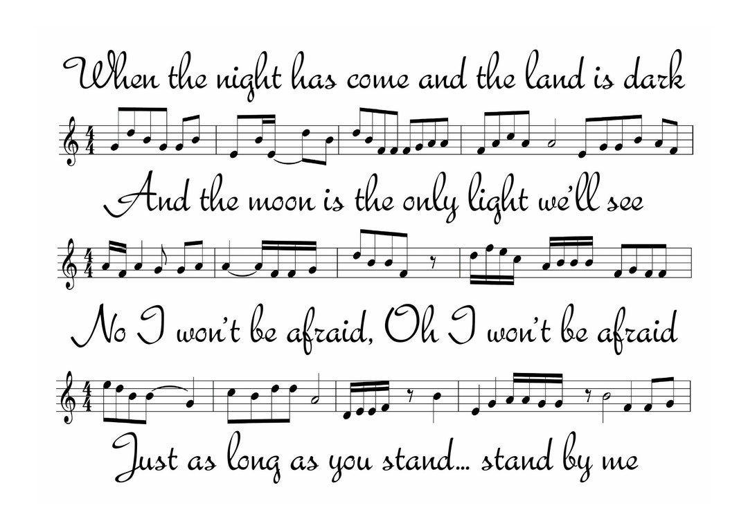 Ben E. King Stand by Me Song Sheet Poster A4 Size Etsy