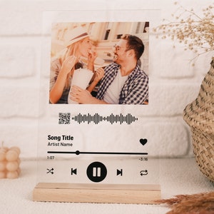 Song Plaque - Valentines Day Gift - Song Plaque Custom - Birthday Gift - Personalized Music Plaque - Glass Album Cover - Plaque With Qr Code