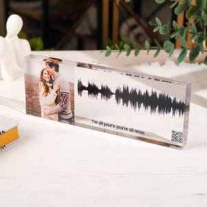 Soundwave Art, Mother&#39;s Day Gifts, Voice Recording Gift, Gift for Her, Personalized Music Gift, Song Plaque Custom, Sound Wave Print Art,