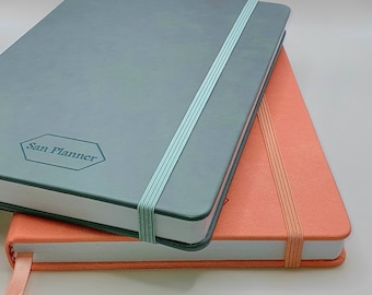 A5 Weekly Planner Notebook: PU Leather Hardcover with Dotted Pages