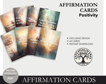Positive Affirmation Cards, Daily Self-Care (Digital Download)