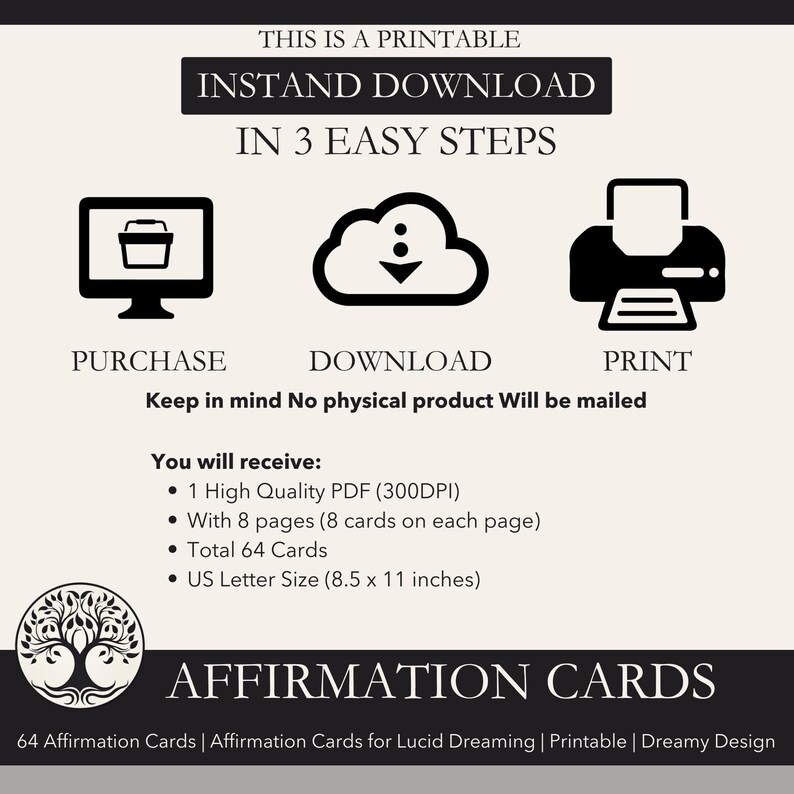 Printable Affirmation Cards for Lucid Dreaming - Etsy