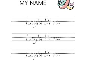 Unicorn Name Tracing PDF | Digital I Can Trace My Name | Back to School PDF | Digital File