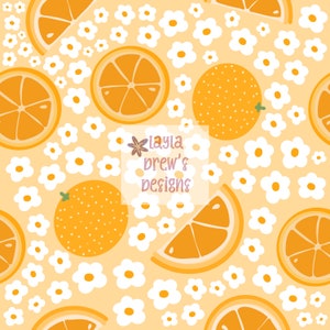 Oranges and Flowers Seamless File | Fruit Seamless File | Flower Seamless Pattern | Seamless Design | Fruit | Oranges | Floral | Trendy |