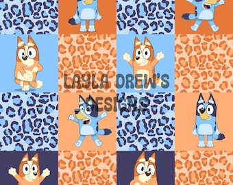 Bluey Leopard Patchwork Seamless File |  Blue Heeler Dog Show | Leopard Print