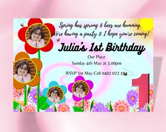 1st birthday invitations for baby girls and boys birthday party invites celebration Instant download