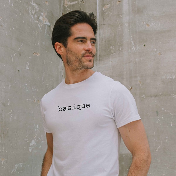 T-shirt Homme imprimé "Basique" en Coton Bio Imprimé en France- avoir les bons basiques dans son dressing! avoir un style simple et moderne