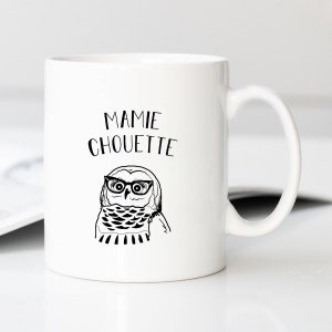 White Mug for Gift Idea Mug Printed in France with Granny Print in Ceramic