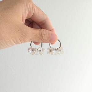 Acrylic flower clear bubble ball huggie hoop earrings steel