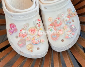 22PCS Pink Baby KT Shoe Charms Easy Clip Exclusive Design