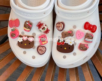 14PCS Pink Hawaiian KT Shoe Charms Easy Clip Exclusive Design