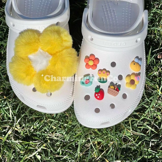 Yellow Fluffy Flower Baby Girl Croc Charms Shoe Accessories cute Girly Shoe Clips Decorations Etsy UK