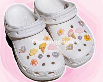 16PCS Set Pink/Yellow Ice Cream Shoe Charms Shoe Accessories-Clips