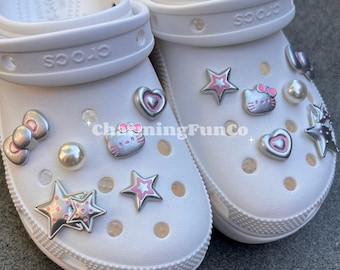 Silver Shoe Charms Set: Cute Girly Shoe Decorations (12PCS)