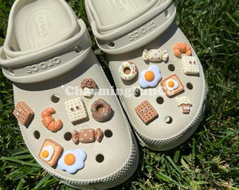 16PCS Breakfast Combo Foodie Shoe Charms Easy Clip Exclusive Design