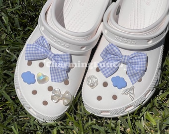 Baby Blue Bow Shoe Charms Set, Girls Shoe Accessories