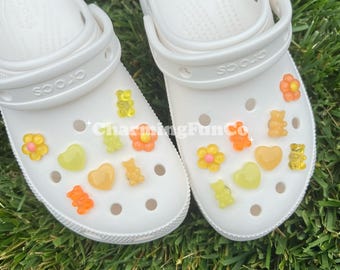16 PCS Set Yellow/Orange Gummy Bears Shoe Charms Shoe Accessories-Clips