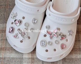 SET Easy-clip Pink Gem and Butterfly Shoe Charms Shoe Accessories