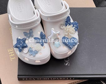 SET Denim Shoe Charms Girls Shoe Accessories-Cute Girls Shoe Clips Decorations