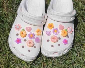 16PCS Pink Donut Shoe Charms Easy Clip Exclusive Design