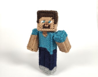 Patrón de lienzo de plástico de Steve de Minecraft, descargar pdf, decoración de escritorio de jugador