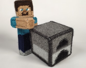 Patrón de lienzo de plástico del horno de Minecraft, descargar pdf, decoración de escritorio de jugador