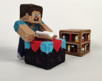 Patrón de lienzo de plástico de mesa encantadora de Minecraft, descargar pdf, decoración de escritorio de jugador