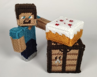 Patrón de lienzo de plástico para pastel de Minecraft, descargar pdf, decoración de escritorio de jugador