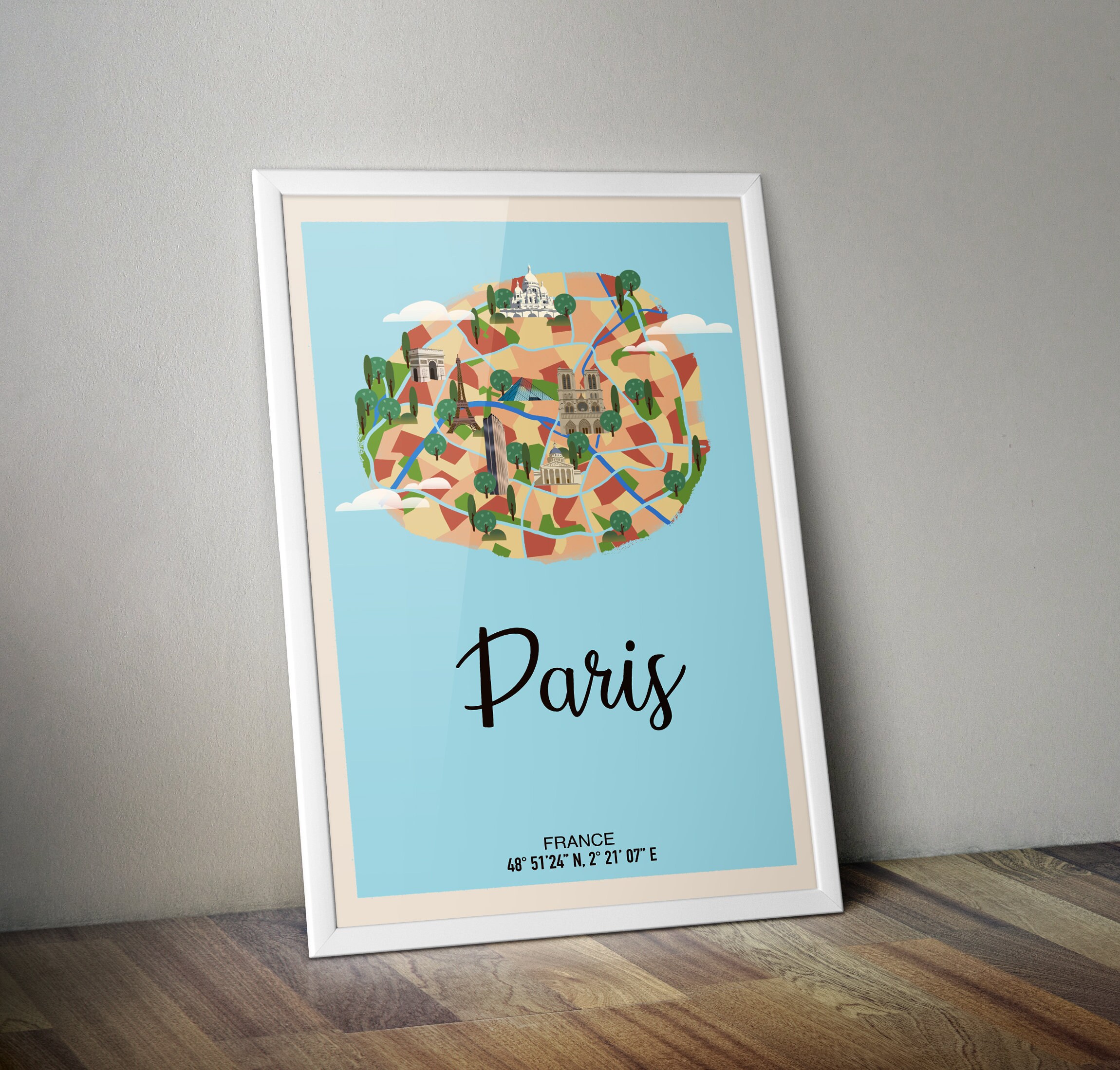 Illustration Ville, Personnalisable, Dessin Numérique, Illustration Colorée Fait Main, Décoration Sa