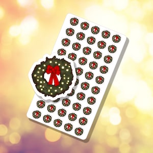 Mini Christmas Wreath Sticker Sheet | Journaling Planning Stickers | Cute Decorative Stickers | B-0062 | Free shipping