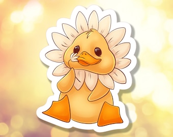 Flower Duck Waterproof Sticker | Laptop Water Bottle Decorative | Cute Baby Animal Decal | Duckling | What the Duck | A-105 | Free shipping