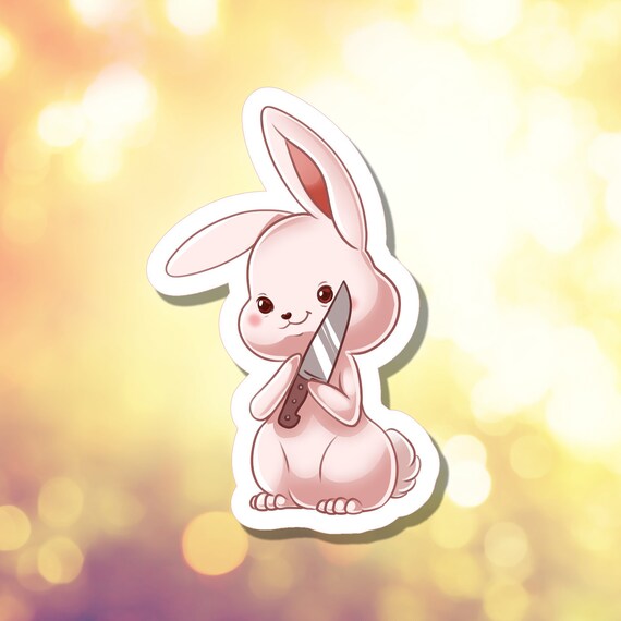 Cute Killer Bun Waterproof Sticker | Laptop Water Bottle