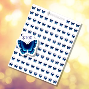 100 Briefumschlag Spar Sticker Bogen | Haushaltsplanerblatt | Schöner Schmetterling | Kostenloser Versand | C-018