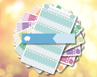Piggy Expense Tracker Sticker Sheet | Bundle and Save | Multiple Size Color Options Budget Planner Stickers | B-0004 | Free shipping