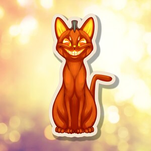 Jack-O-Lantern Cat Die Cut Sticker | Laptop Water Bottle | Decorative Animal | Halloween Vintage | A-103 | Free US Shipping