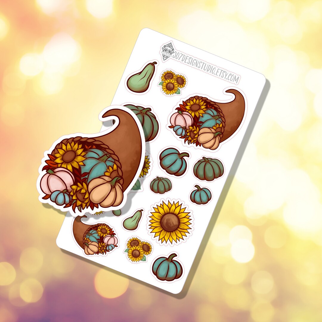 Sunflower Thanksgiving Sticker Sheet | Journaling Planning Stickers ...