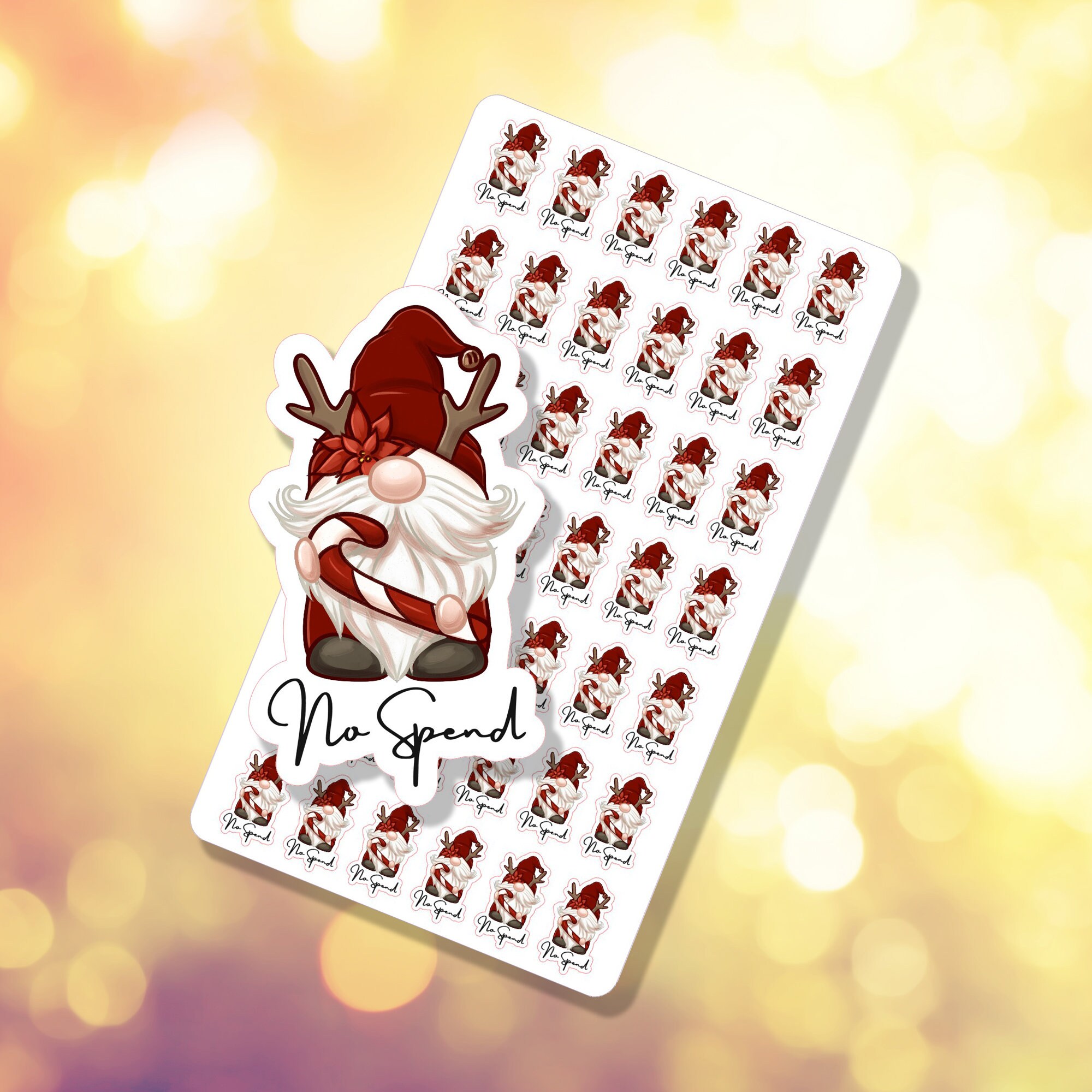 Winter Gnome No Spend Challenge Budgeting Planner Sticker Sheet Summer Planning Christmas  B-0011 | Free shipping