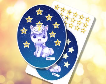 Unicorn Mini Challenge Sticker Sheet | Budgeting Planner Sheet | Stars | B-0138 | Free US shipping