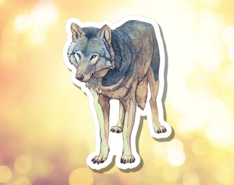 Watercolor Wolf Die Cut Waterproof Sticker | Laptop Water Bottle | Wildlife Art | A-143 | Free US Shipping