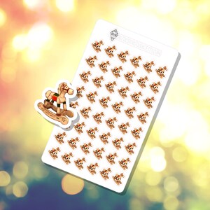 Mini Kerst Hobbelpaard Sticker Vel | Planningsstickers bijhouden | Leuke decoratieve stickers | B-0064 | Gratis verzending komt in aanmerking