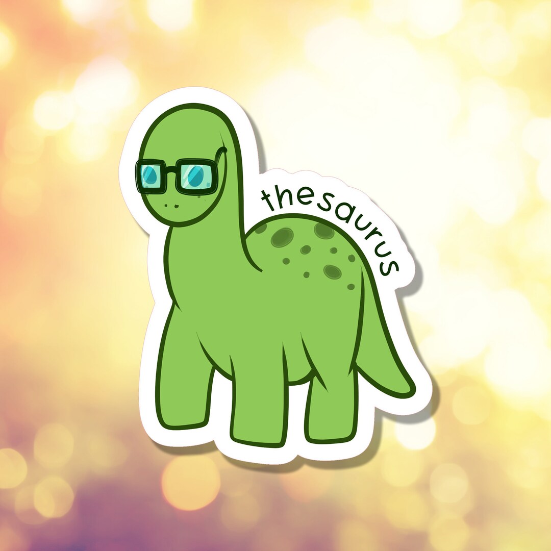 Cute Thesaurus Smart Dinosaur Decal Laptop Water Bottle Decorative Dino