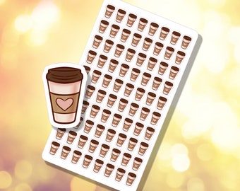 Heart Coffee Cup Icon | Budgeting Planner Sticker Sheet | Drink Tracker Stickers | Savings Tracking | B-0001 | Free shipping