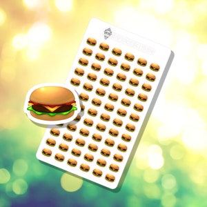 Mini Cheeseburger Sticker Sheet | Health and Self Care Stickers | Planner Sticker Sheet | Calendar Stickers | Decorative Stickers | B-0076
