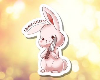 Cute Killer Bun Waterproof Sticker | Laptop Water Bottle